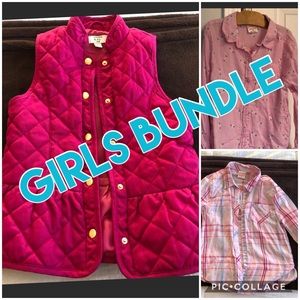 Girls Bundle of 2 button downs & quilted vest